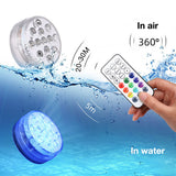 Underwater light with remote control in water and air
